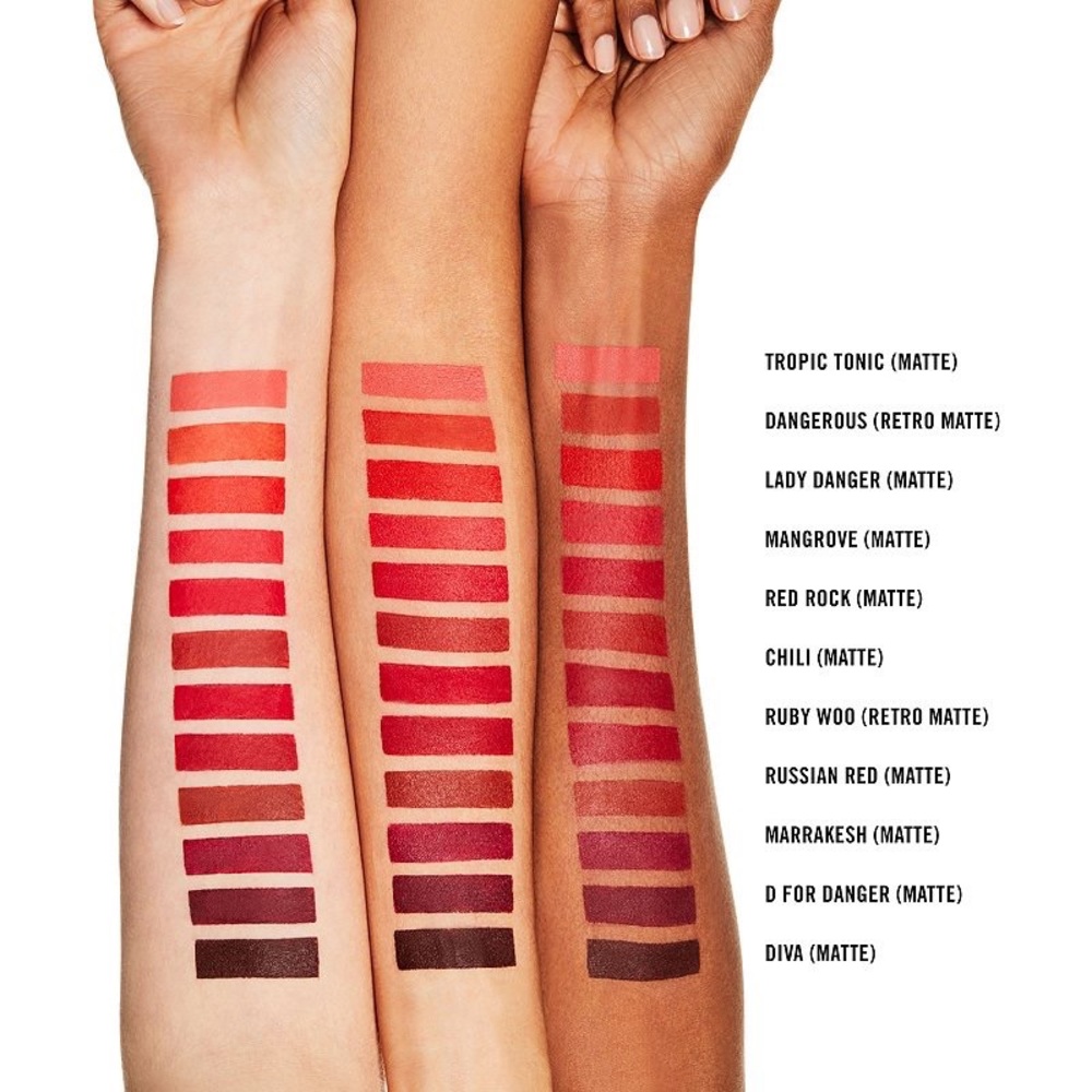 MAC Retro Matte and Matte Lipsticks in Chili, Lady Danger, and Ruby Woo, NIB - Picture 2 of 6